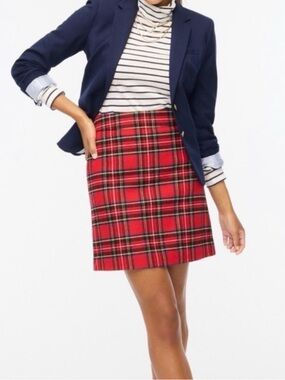 J. Crew Factory Red Tartan Plaid Wool Blend Skirt Size 4